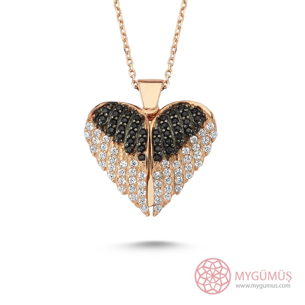 İsme Özel Kanatlı Kalp Gümüş Kolye MY03010144