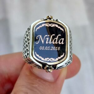 İsme Özel Çift Taraflı Gümüş Erkek Yüzük MY111076