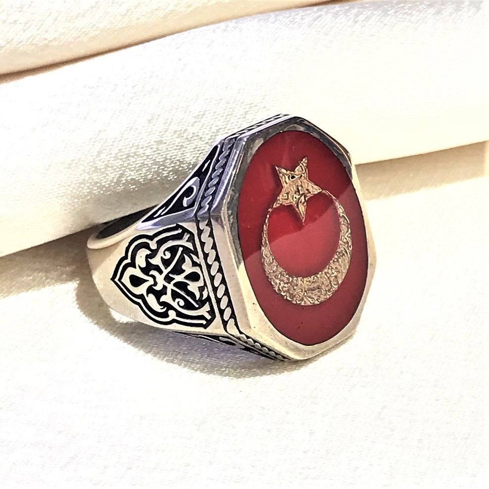 Teşkilat Ay Yıldız Erkek Gümüş Yüzük MY102218