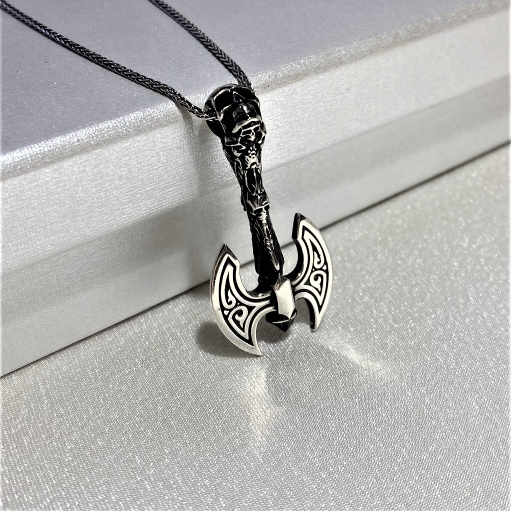 Çift Taraflı Balta Erkek Gümüş Kolye MY102461