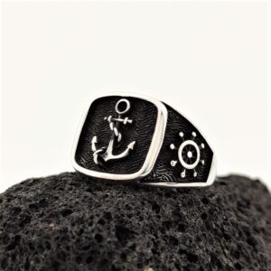 Çıpa Tasarım Erkek Gümüş Yüzük MY102372