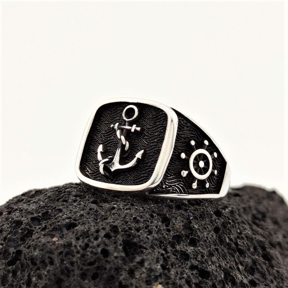 Çıpa Tasarım Erkek Gümüş Yüzük MY102372