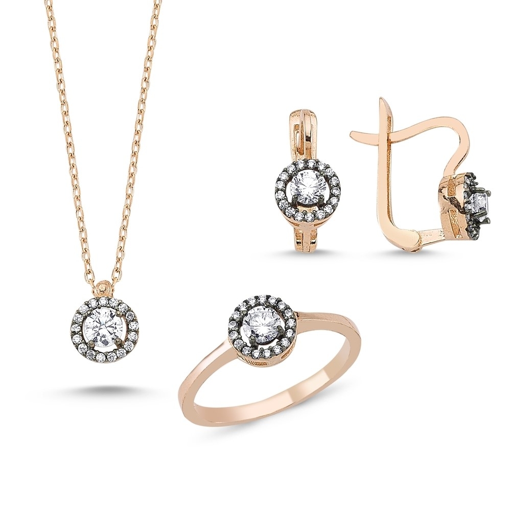 Elmas Montür 3'lü Gümüş Kolye Küpe Yüzük MY0101105