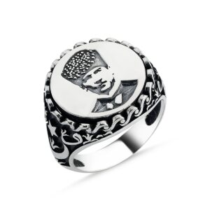 Atatürk İşlemeli Erkek Gümüş Yüzük MY101979A