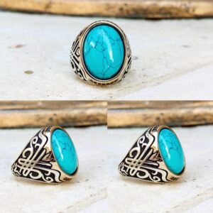 Firuze Taşlı Erkek Gümüş Yüzük MY101824