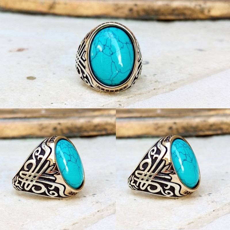 Firuze Taşlı Erkek Gümüş Yüzük MY101824