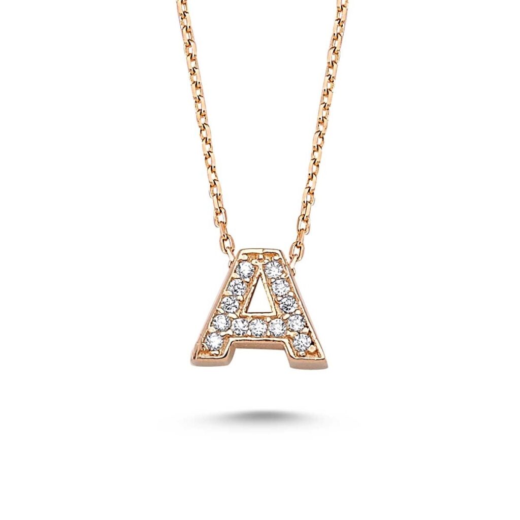 Zirkon Taşlı Gümüş Harfler Kolye MY100127