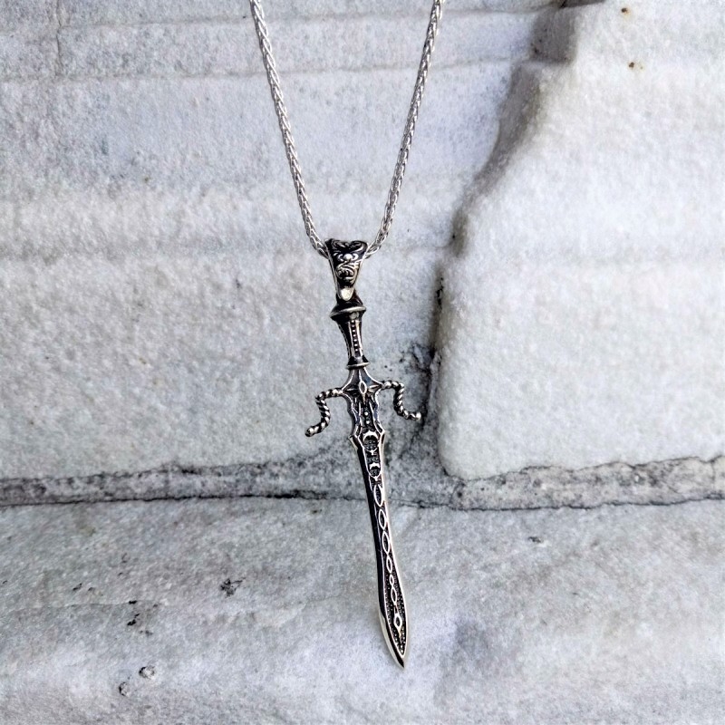 Kılıç Figürlü Erkek Gümüş Kolye MY102307 - Görsel 2