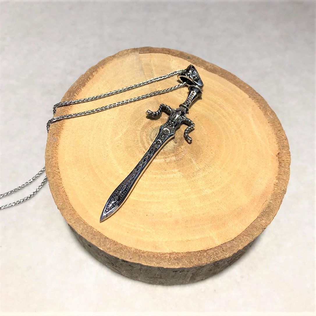 Kılıç Figürlü Erkek Gümüş Kolye MY102307 - Görsel 5