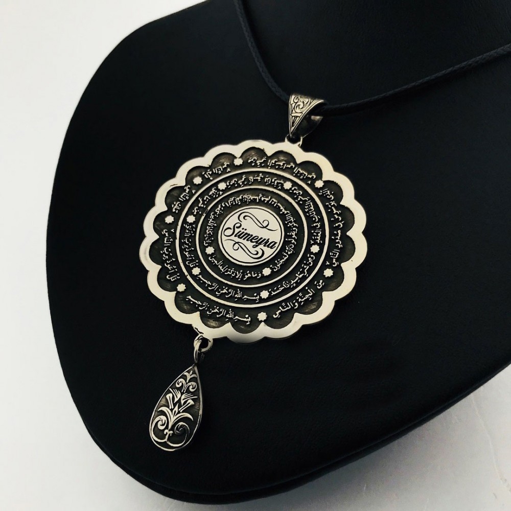 Kişiye Özel Nazar Dualı Gümüş Madalyon Kolye MY1011048