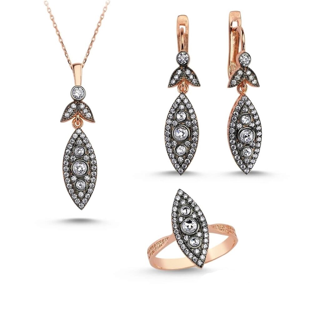 Markiz Elmas Montür Gümüş Set MY003003