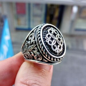 Mikro Siyah Taşlı Erkek Gümüş Yüzük MY102283