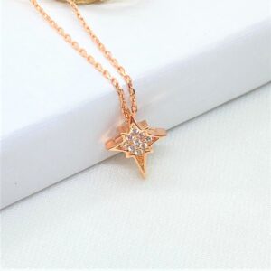 Minimal Taşlı Kutup Yıldızı Gümüş Kolye MY102452