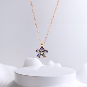 Mistik Topaz Taşlı Çiçek Gümüş Kolye MY102594