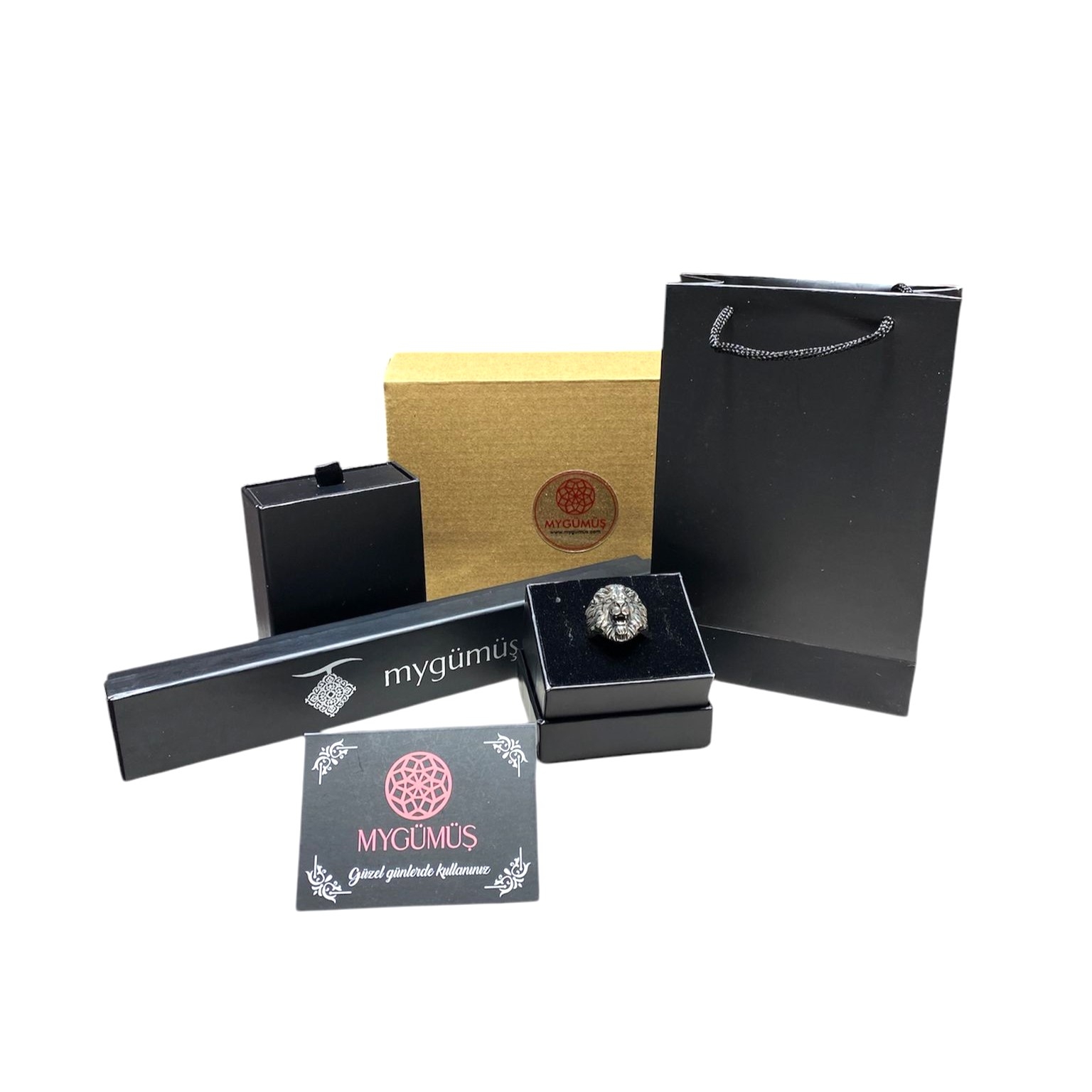 Üç Hilal Erkek Gümüş Yüzük MY101959 - Görsel 6