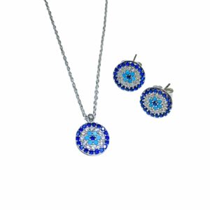 Nazar Göz Gümüş Kolye Küpe Miniset  MY102587