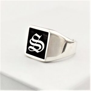 Old English Harfli Erkek Gümüş Yüzük MY102535
