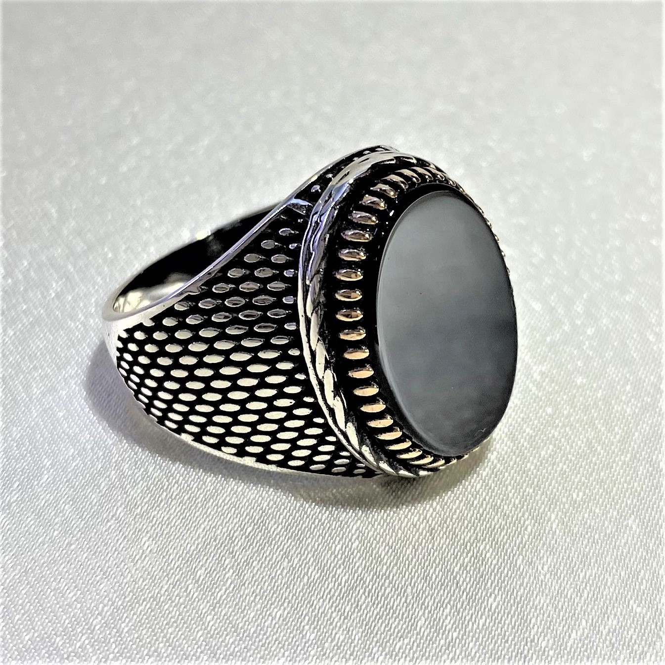 Oniks Taşlı Erkek Gümüş Yüzük MY102464