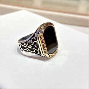Oniks Taşlı Erkek Gümüş Yüzük MY102529