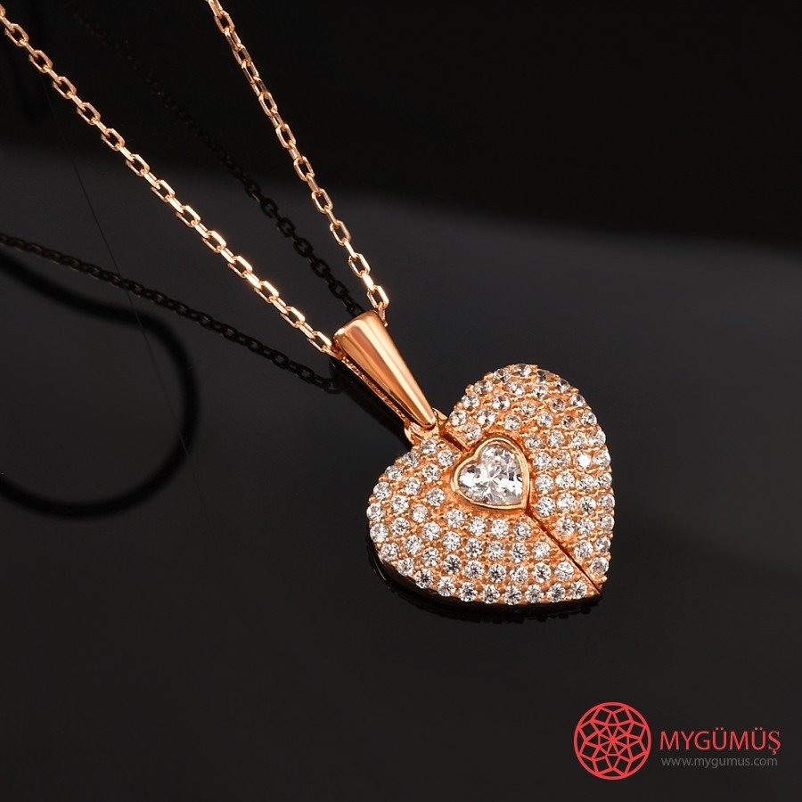 İsme Özel Sihirli Kalp Gümüş Kolye MY101442