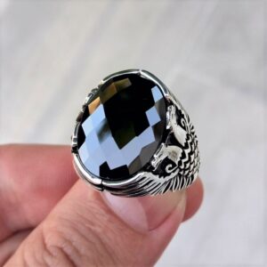 Siyah Taşlı Erkek Gümüş Yüzük MY102129