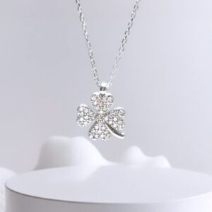 Taşlı Kalp Yonca Gümüş Kolye MY101920R