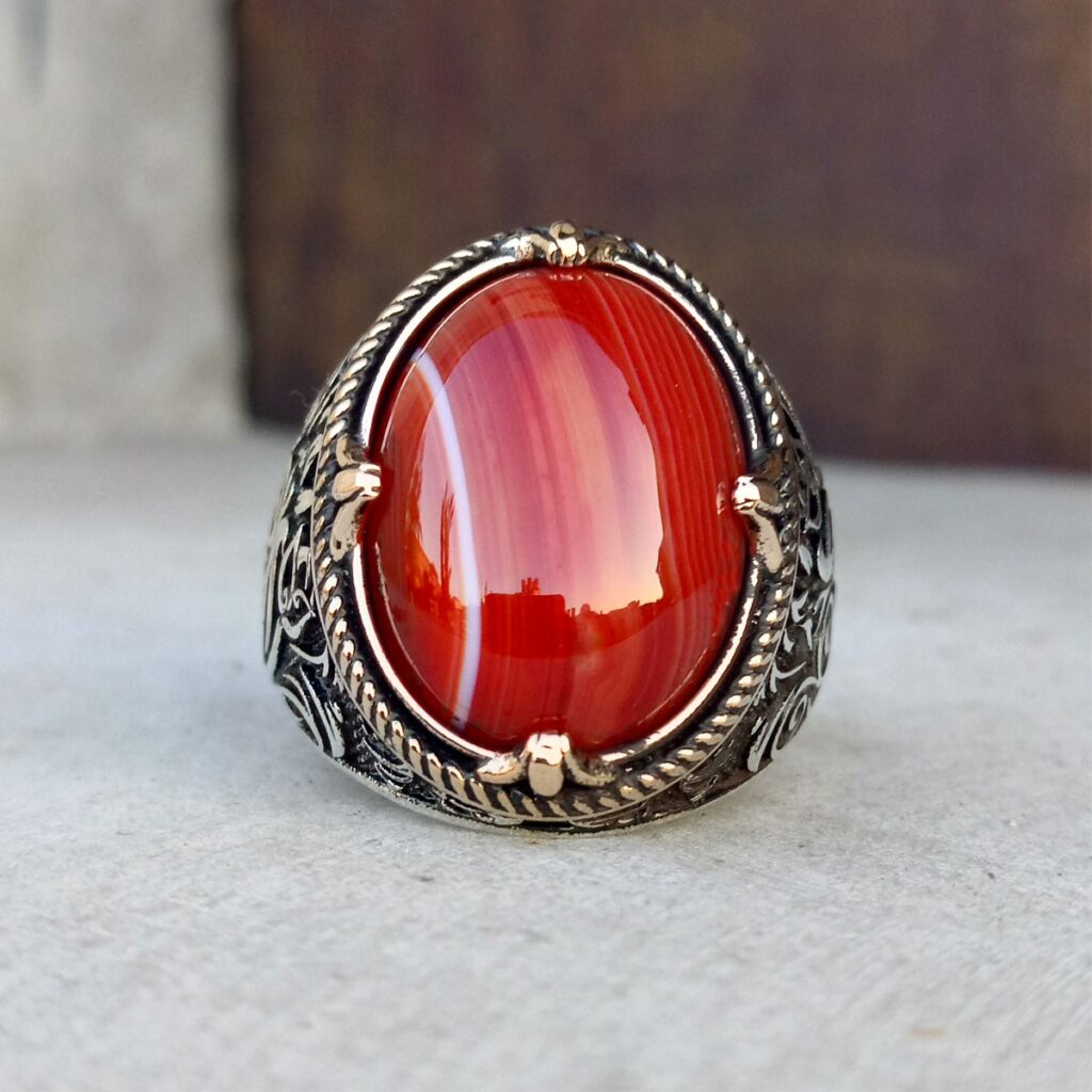 Yemen Akik Taşlı Erkek Gümüş Yüzük MY101957