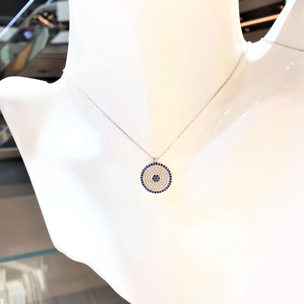 Zirkon Taşlı Nazar Göz Gümüş Kolye MY102367