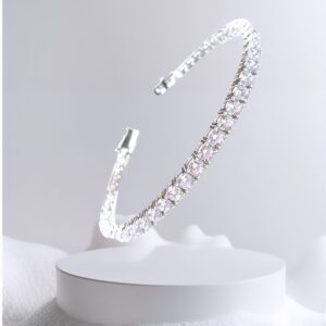 Zirkon Taşlı Su Yolu Gümüş Bileklik Bayan MY102381