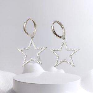 Zirkon Taşlı Büyük Yıldız Gümüş Küpe MY102130