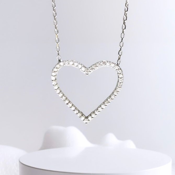 Zirkon Taşlı Zarif Kalp Gümüş Kolye MY102513