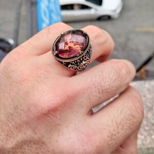 Zultanit Taşlı Çift Başlı Kartal Figürü Erkek Gümüş Yüzük MY102171